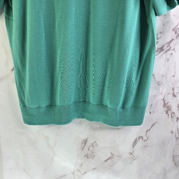 Talbots Cardigan Womens Large Green Short Sleeve Sweater Kelly Pockets - Picture 7 of 13